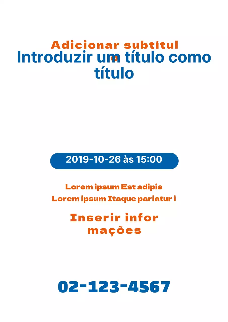 Uma peça promocional simples com texto azul