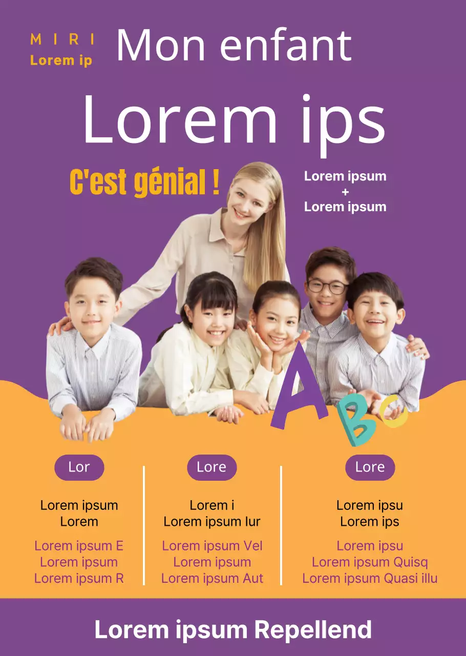 Affiche transparente de l'école de langue anglaise jaune