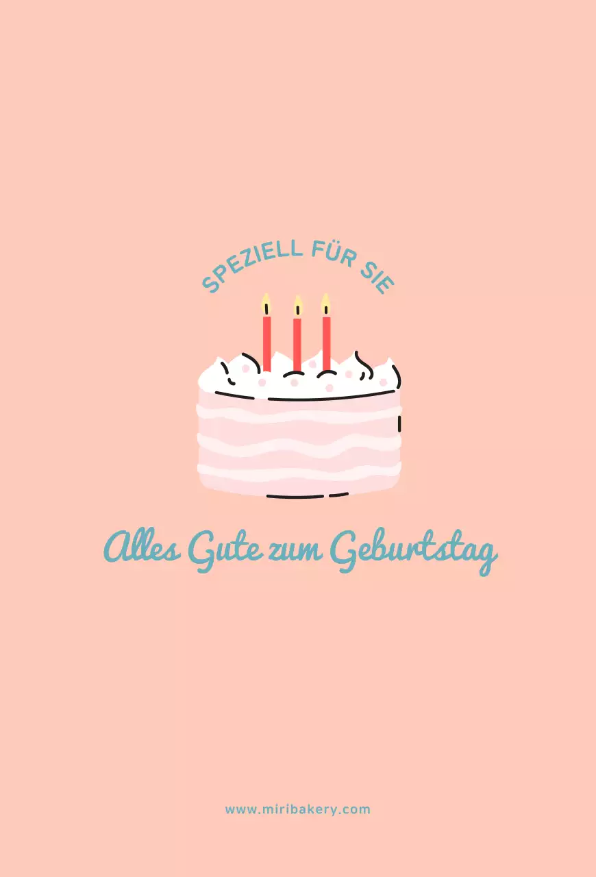 Vintage niedliche Geburtstagskarte mit rosa und blauen Kuchen Illustration
