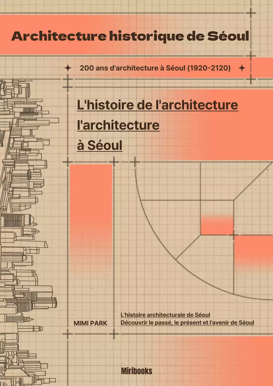 Couverture d'un livre d'histoire de l'architecture en quadrillage jaune et orange