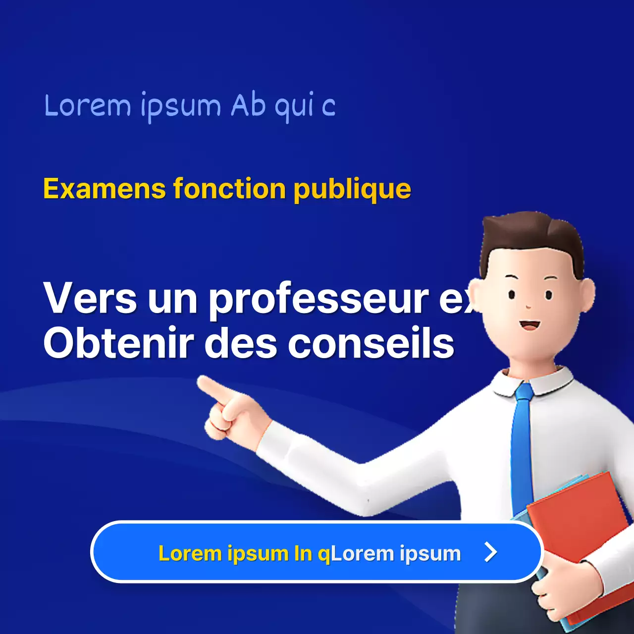 Promouvoir la consultation d'informations sur les examens de la fonction publique avec des touches de bleu et de jaune.