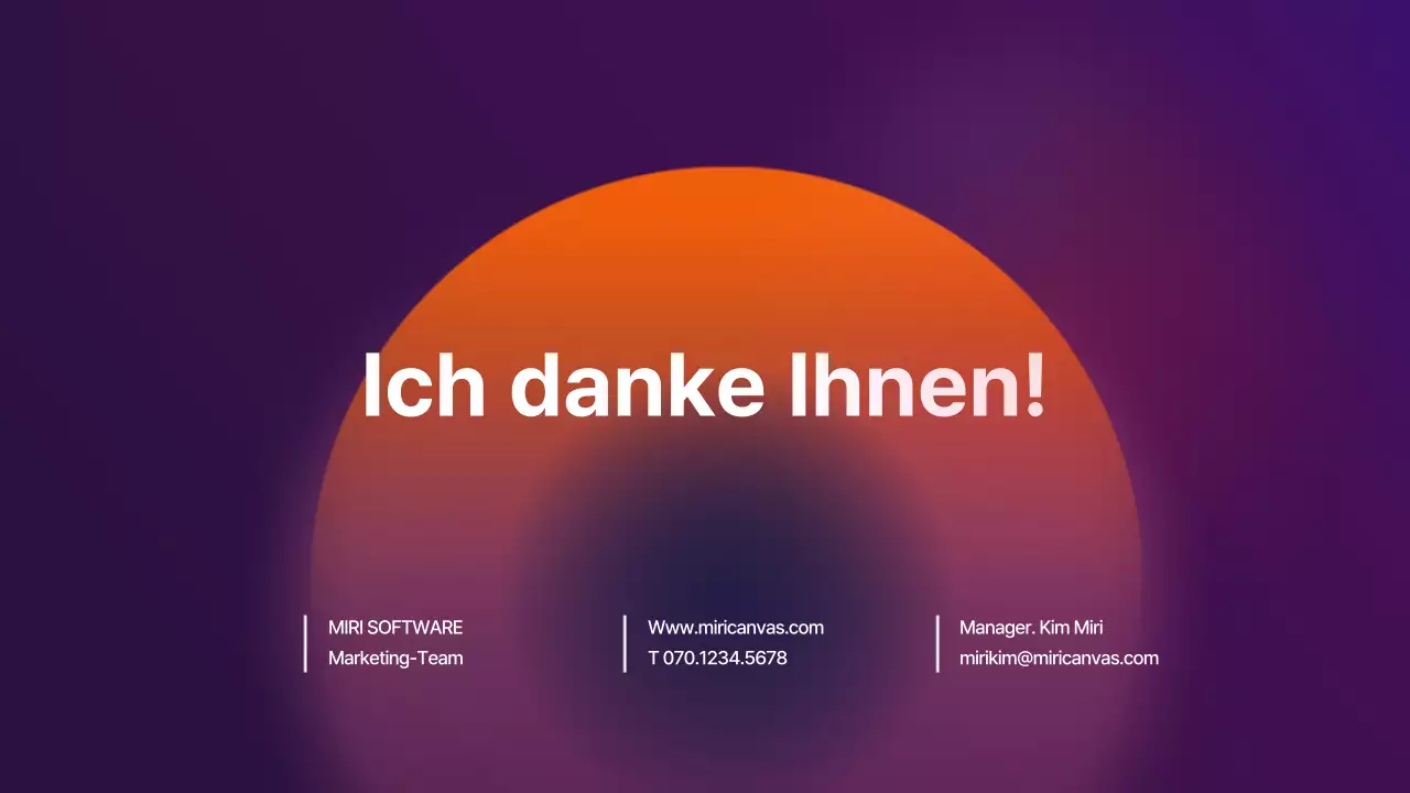 Unternehmensprofil mit lila und orangefarbenem Farbverlauf