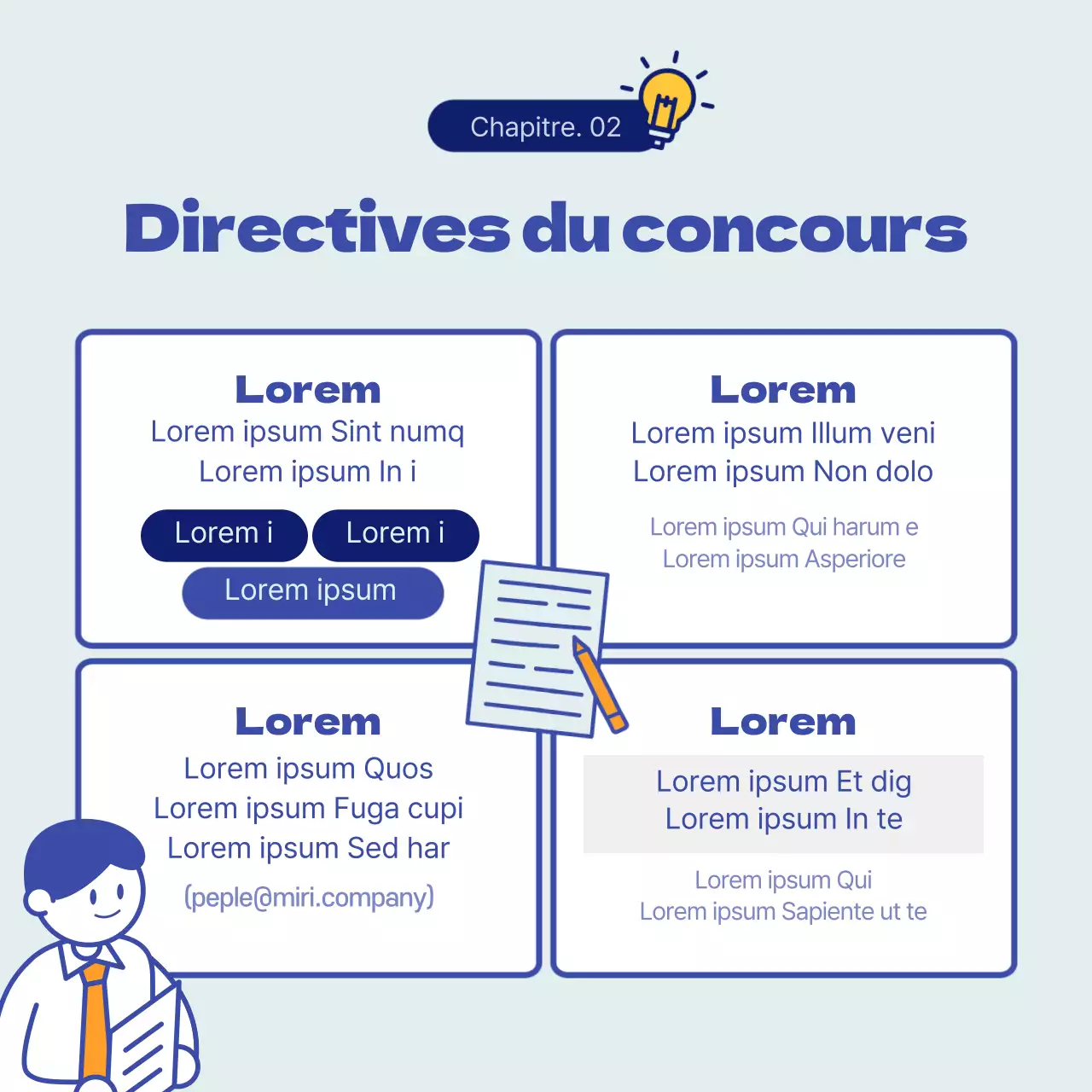 Concours d'idées interne avec un concept de bulles bleues