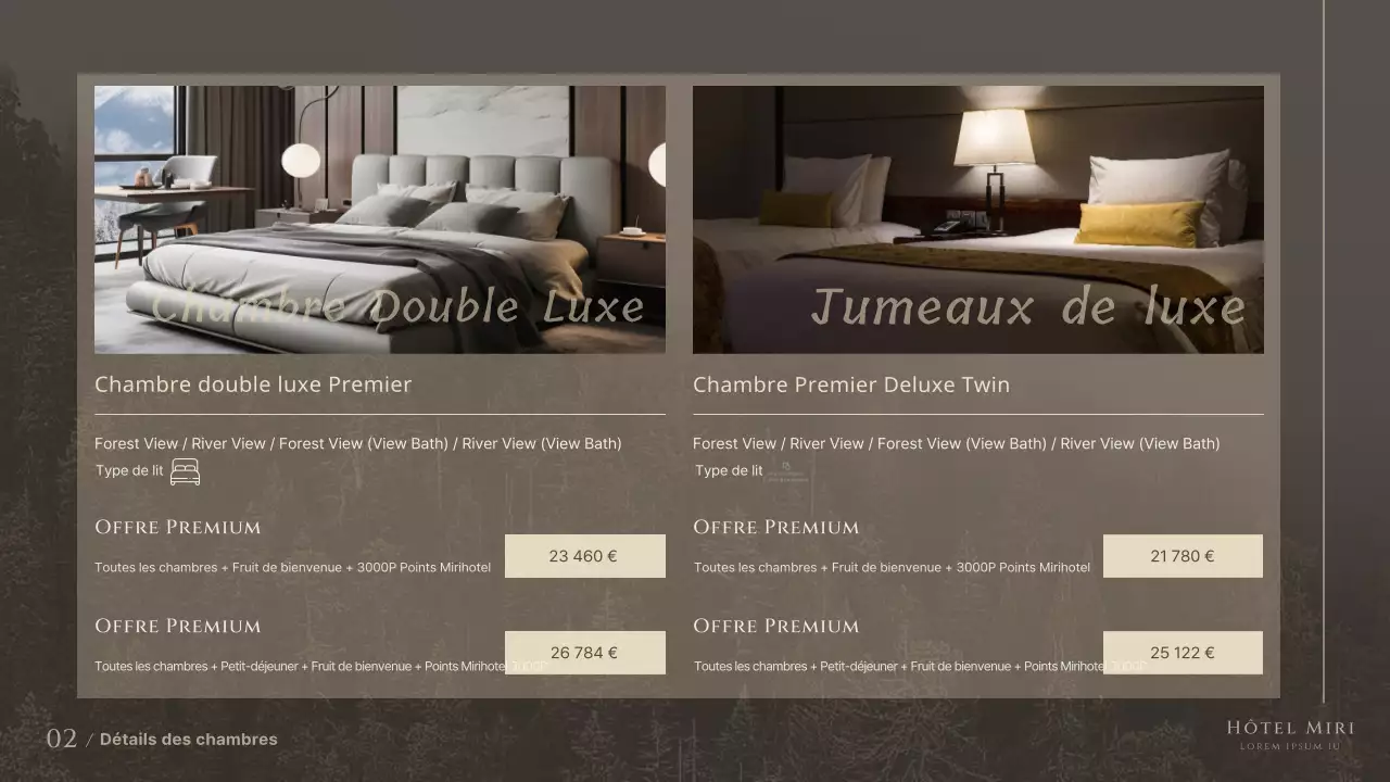 Un ensemble hôtelier moderne et luxueux dans les tons bruns et beiges Product Brief