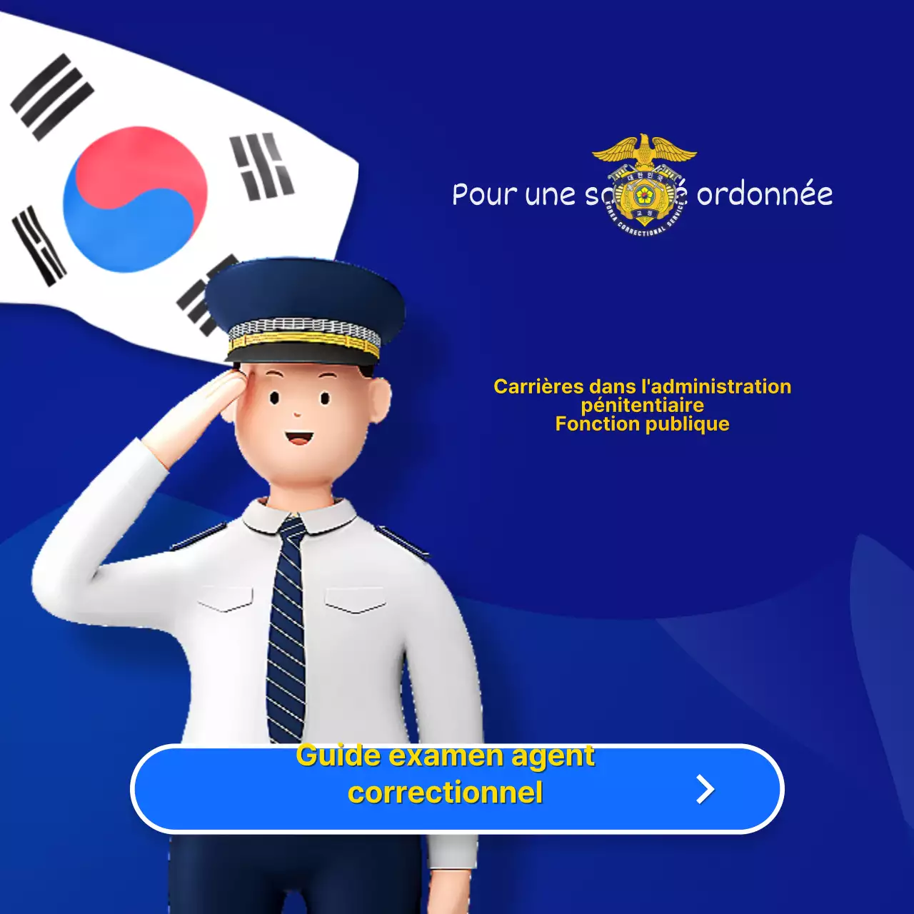 Promouvoir la consultation d'informations sur les examens de la fonction publique avec des touches de bleu et de jaune.