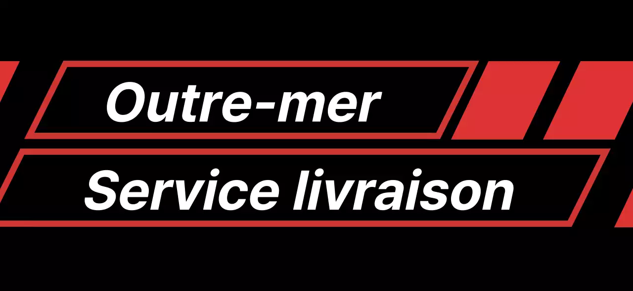 Promouvoir un service d'expédition international à l'aide d'un rectangle diagonal noir et rouge