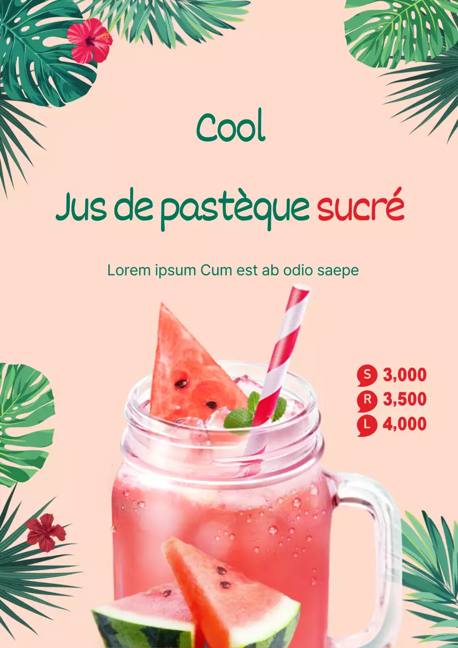 Promouvoir votre carte de boissons à base de jus de pastèque pour la saison estivale