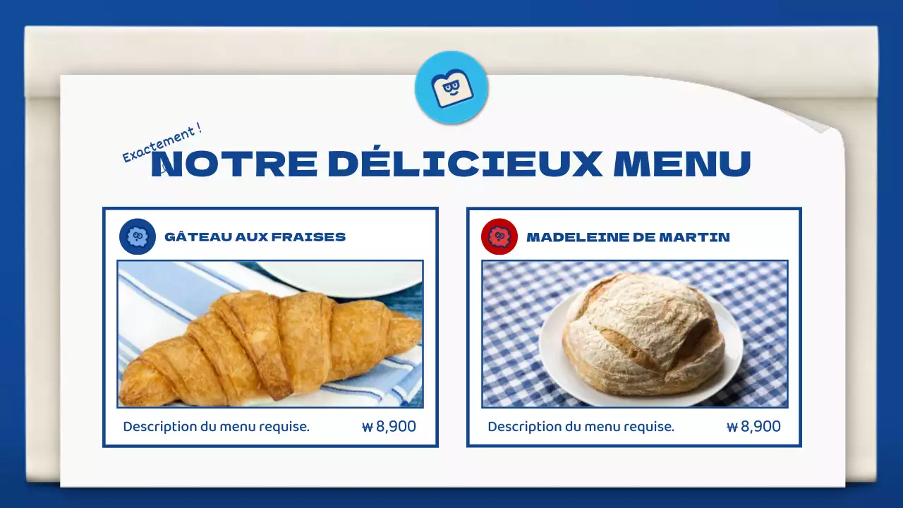 Portefeuille d'une jolie boulangerie en bleu et marron