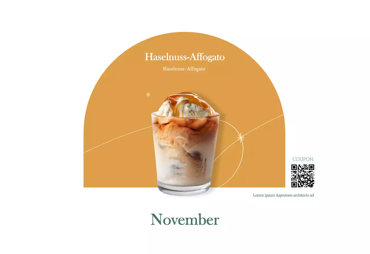 Cafe-Kalender mit Empfehlungen für das Getränk des Monats
