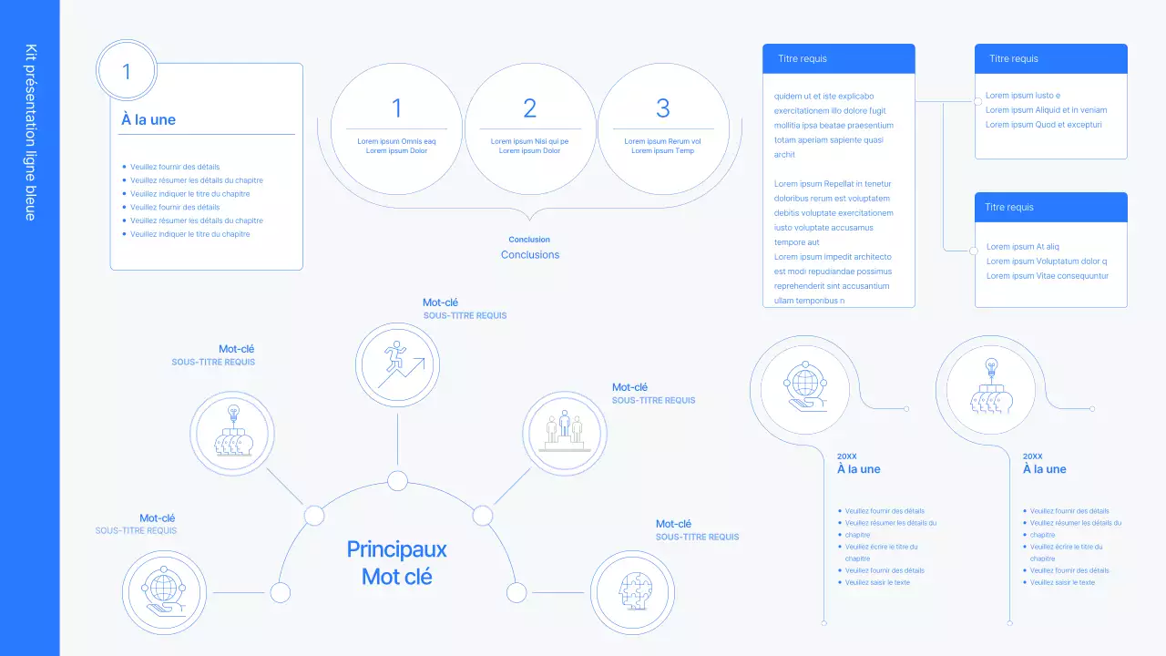 Kit de concept d'entreprise avec des lignes bleues, minimalistes et simples