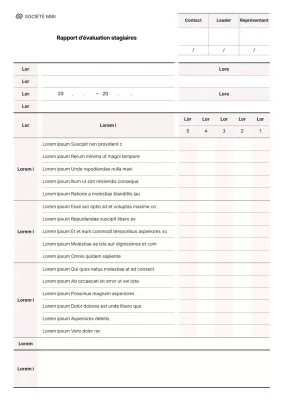 Rapport d'évaluation des stagiaires en rose