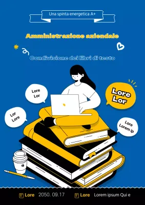 Condivisione di materiali didattici illustrati evidenziati in blu e giallo