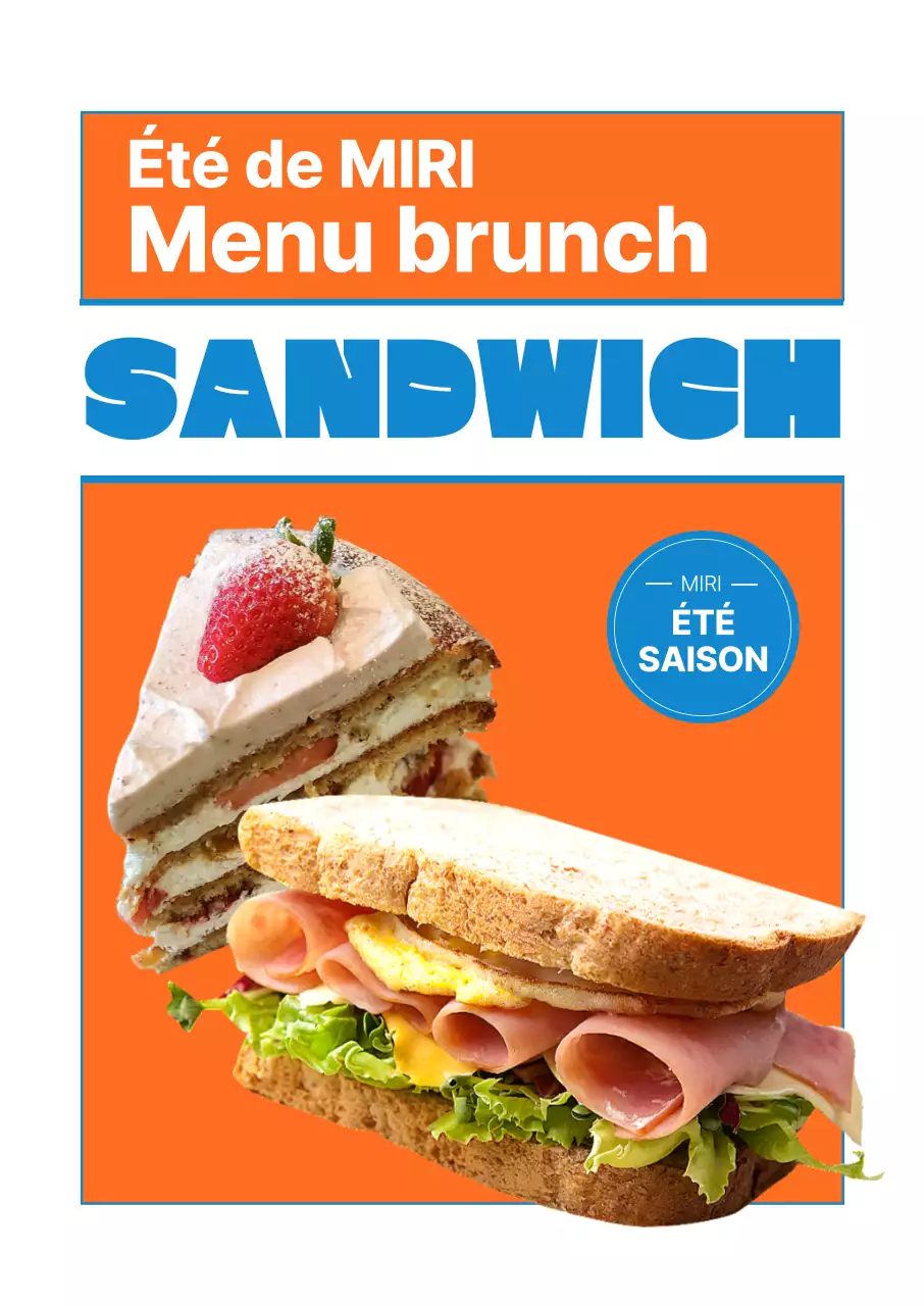 Présentation du nouveau menu orange et bleu du brunch d'été du café