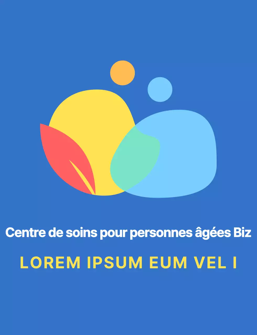 Logo de type symbole humain arrondi et simple avec des combinaisons de couleurs bleues et colorées pour le personnel d'un centre de soins.
