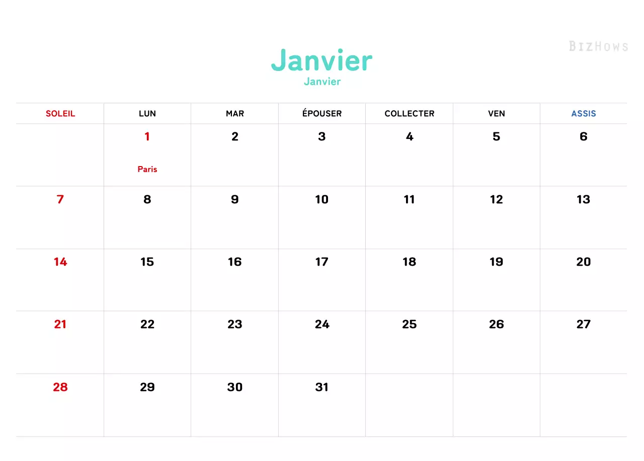 Un calendrier du Nouvel An chaleureux et illustré