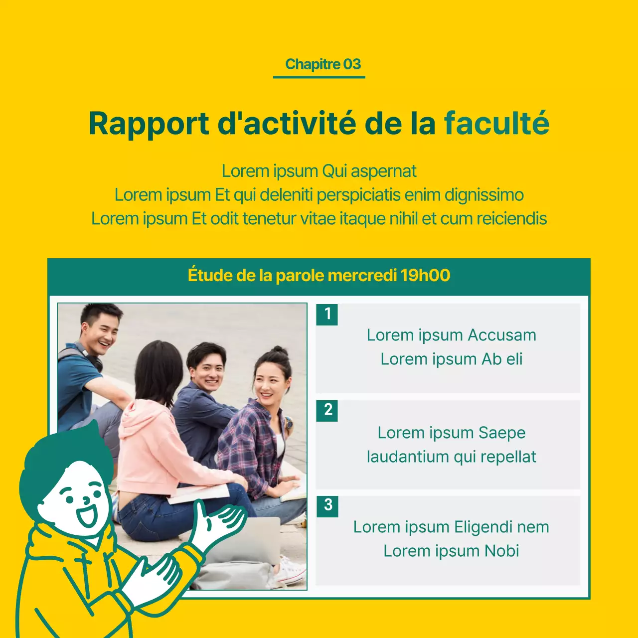 Carte de vœux de l'université jaune et verteNews design