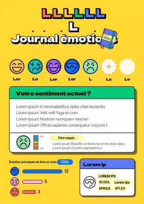 Journal émotionnel illustré jaune et arc-en-ciel