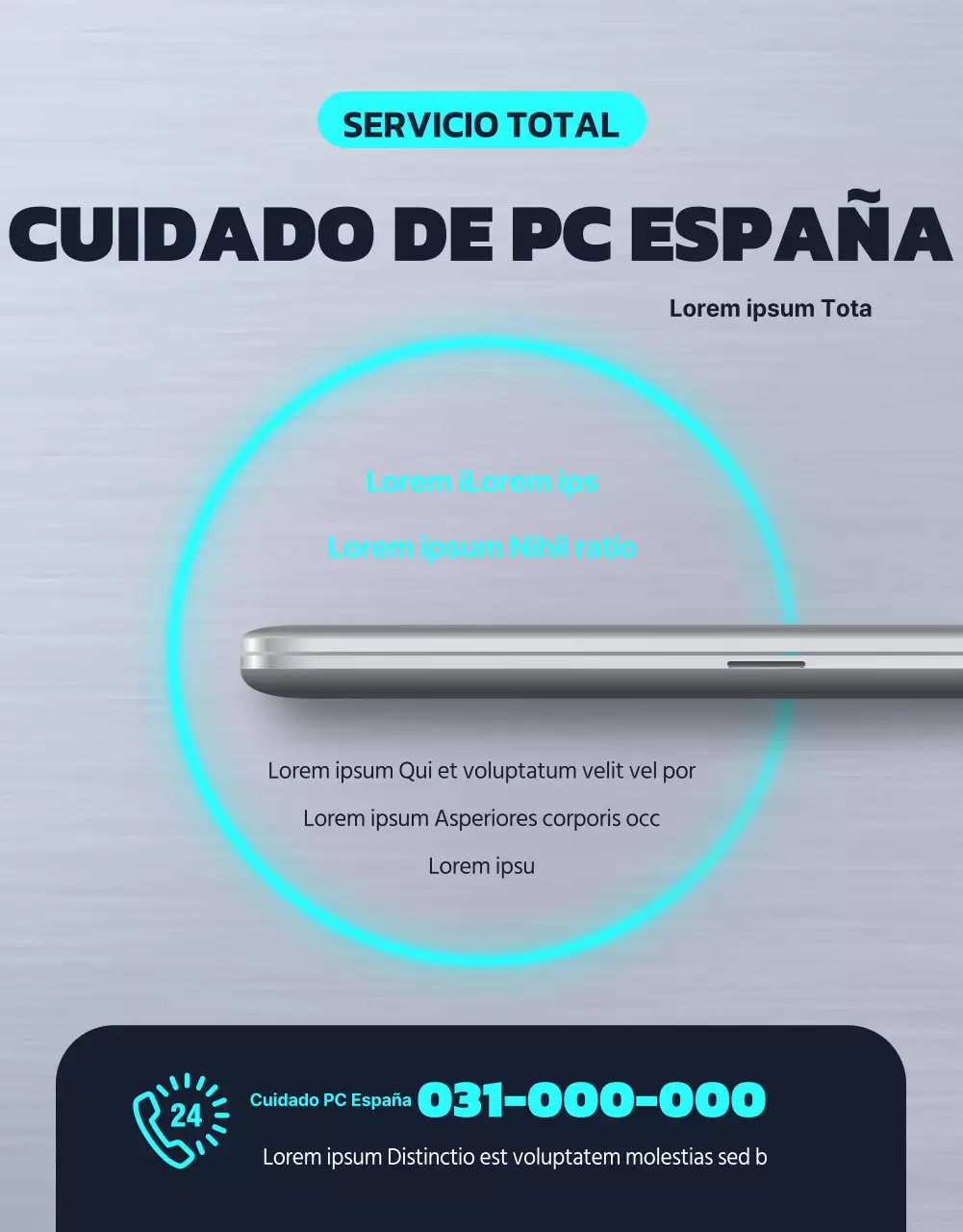 Promocione los servicios de reparación de ordenadores en plata y negro