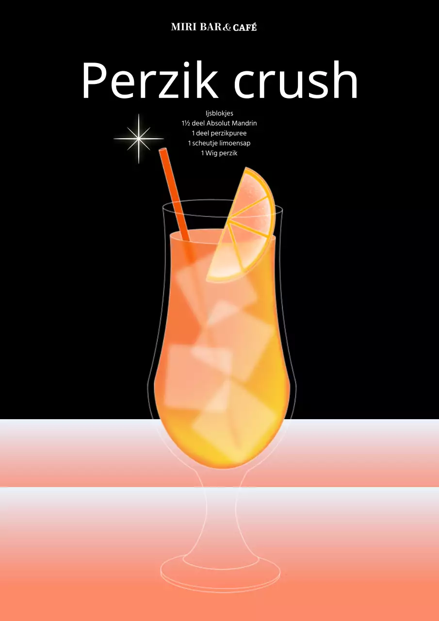 Oranje en roze cocktail poster