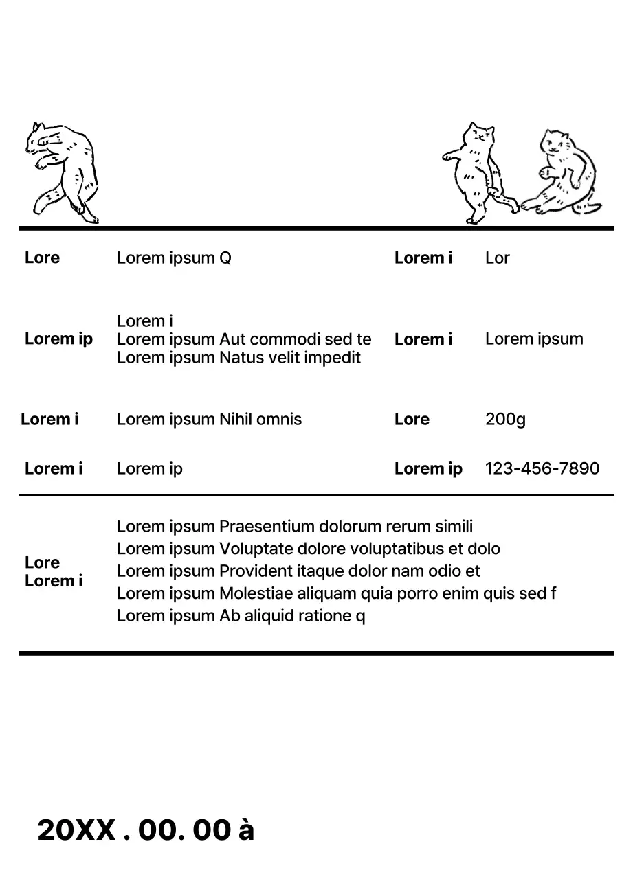 Design simple avec une illustration de chat noir en forme de dessin