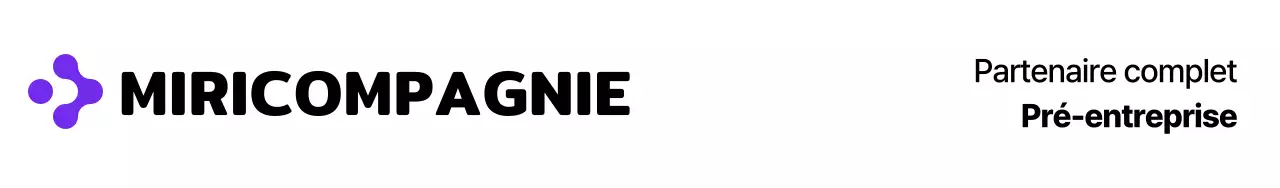 Logo simple et épuré en violet et noir pour la promotion d'une entreprise.