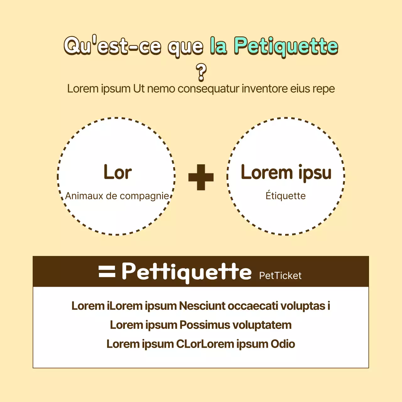 Billet d'information pour animaux de compagnie en jaune et bronze