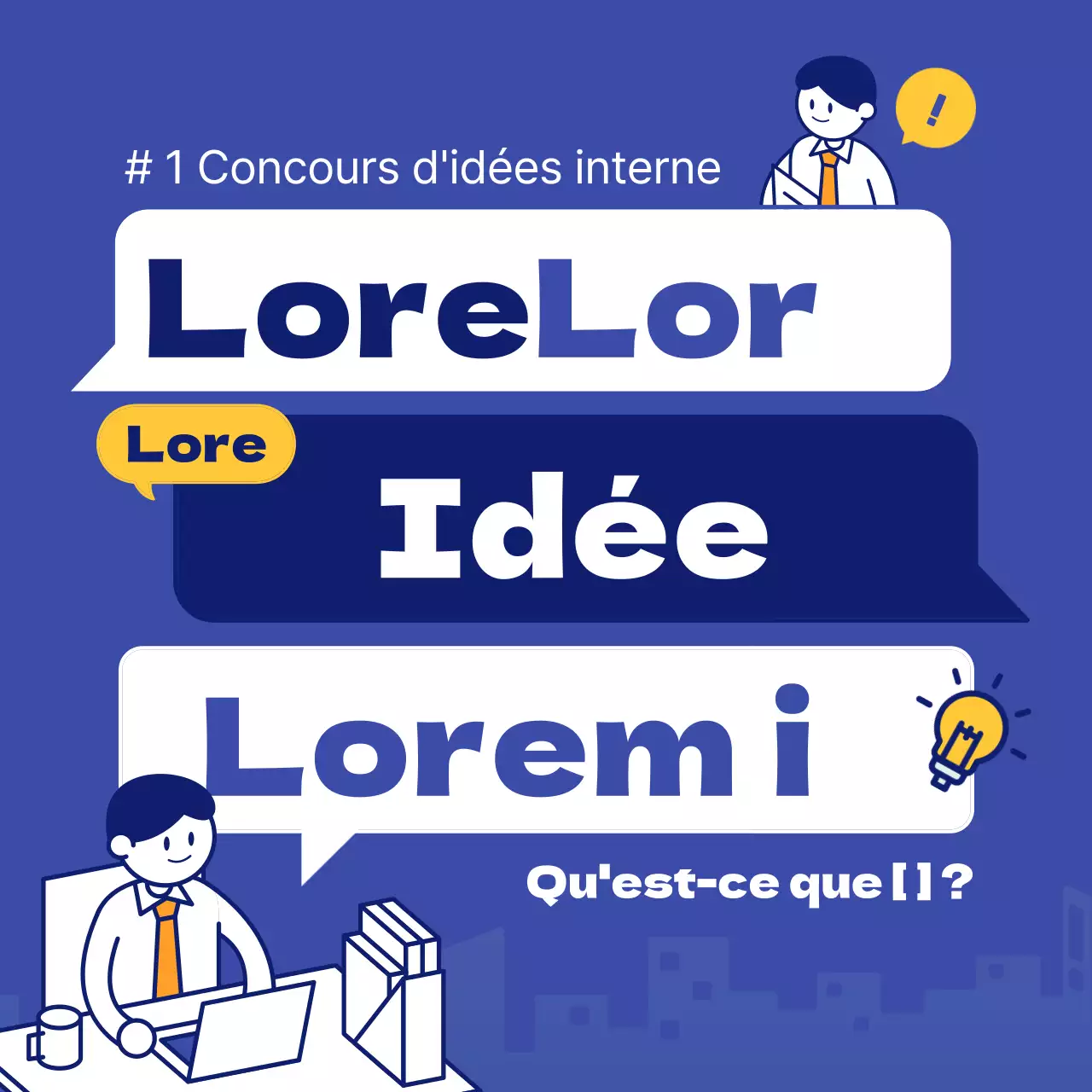 Concours d'idées interne avec un concept de bulles bleues