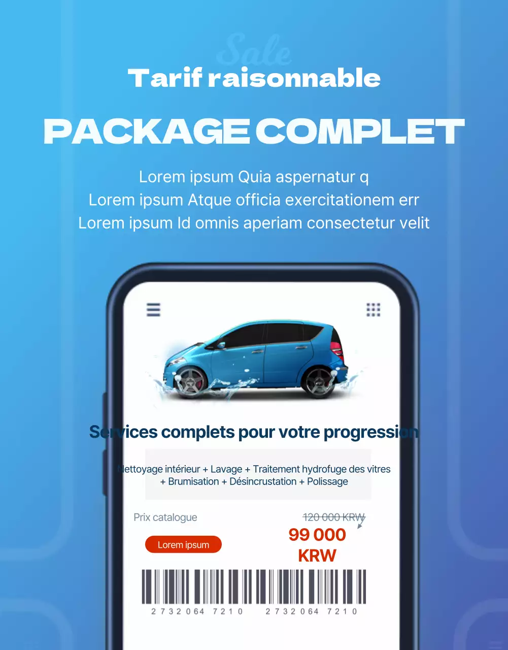 Page de détails sur le lavage à la main sur fond bleu