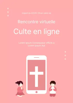 Affiche mignonne de couleur corail pour un service en personne
