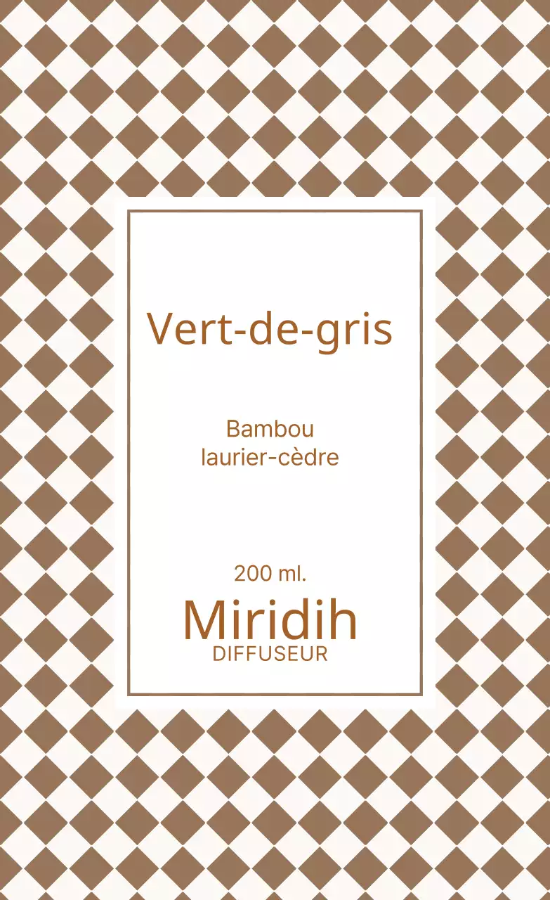 Etiquette de diffuseur à carreaux bruns