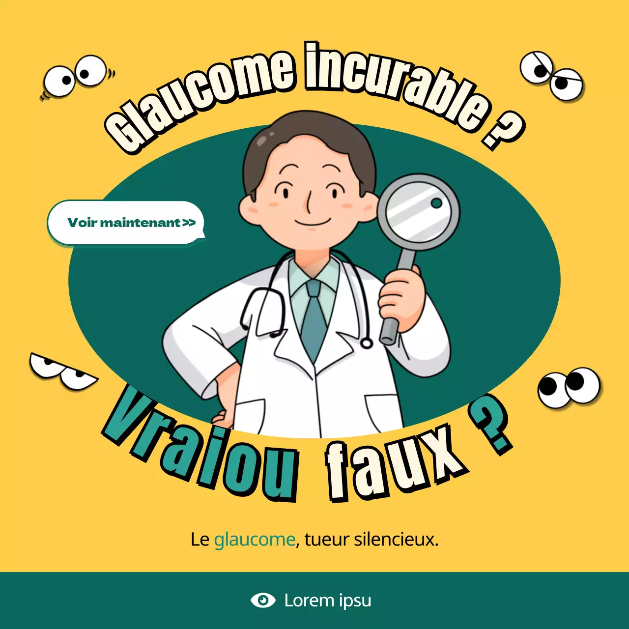 Glaucome expliqué dans un concept d'illustration jaune et vert