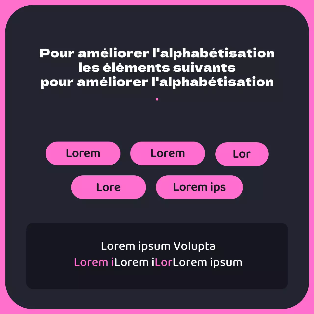 Promotion de la formation à l'alphabétisation par l'étude 3D mignonne, noire et rose