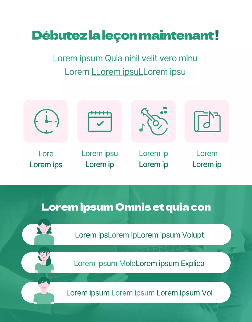 Leçons particulières d'ukulélé tropical hawaïen en vert et rose