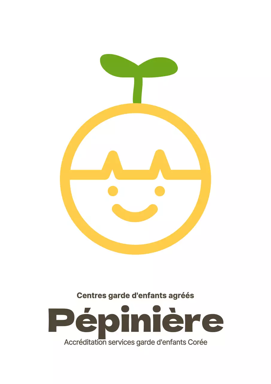 Panneau de style épuré pour logo de crèche en jaune et marron