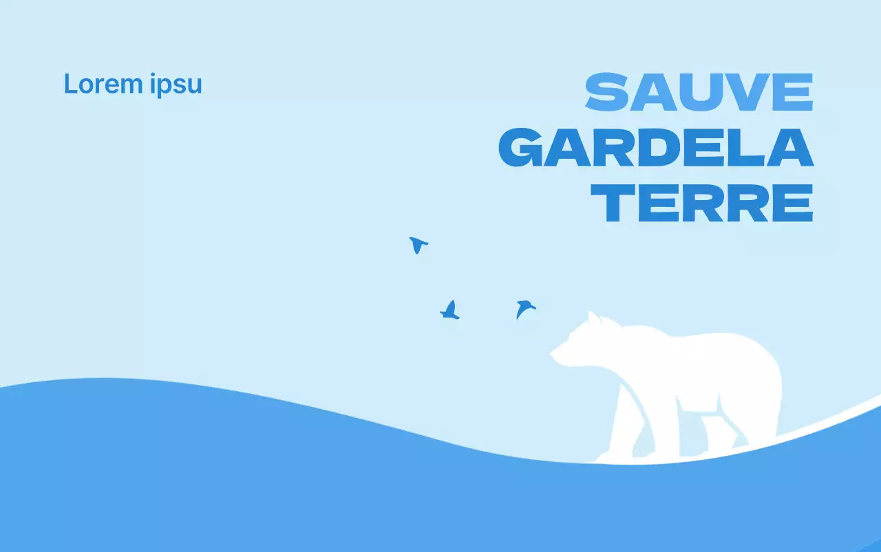 Un concept épuré pour une organisation environnementale avec l'illustration d'un ours polaire en bleu clair et bleu.