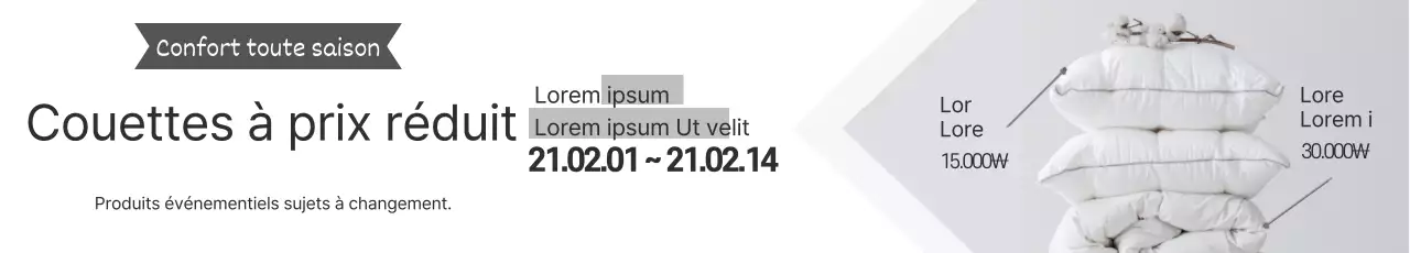 Mettre en valeur une photo grise Couette simple pour promouvoir une vente événementielle