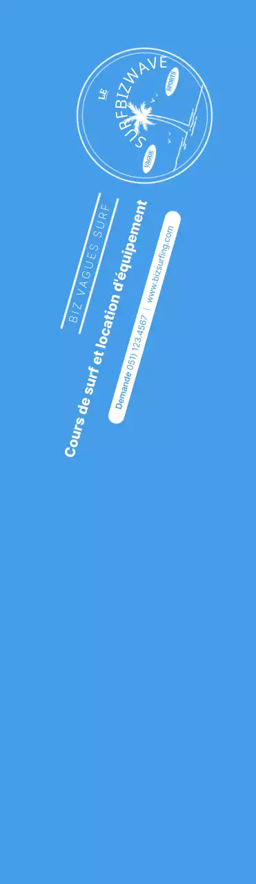 Un logo simple, bleu et jaune, représentant l'emblème du surf, pour promouvoir le magasin.