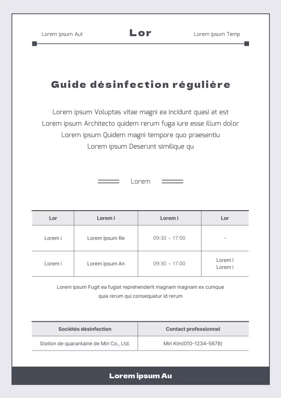 Un avis de désinfection simple, gris et de routine