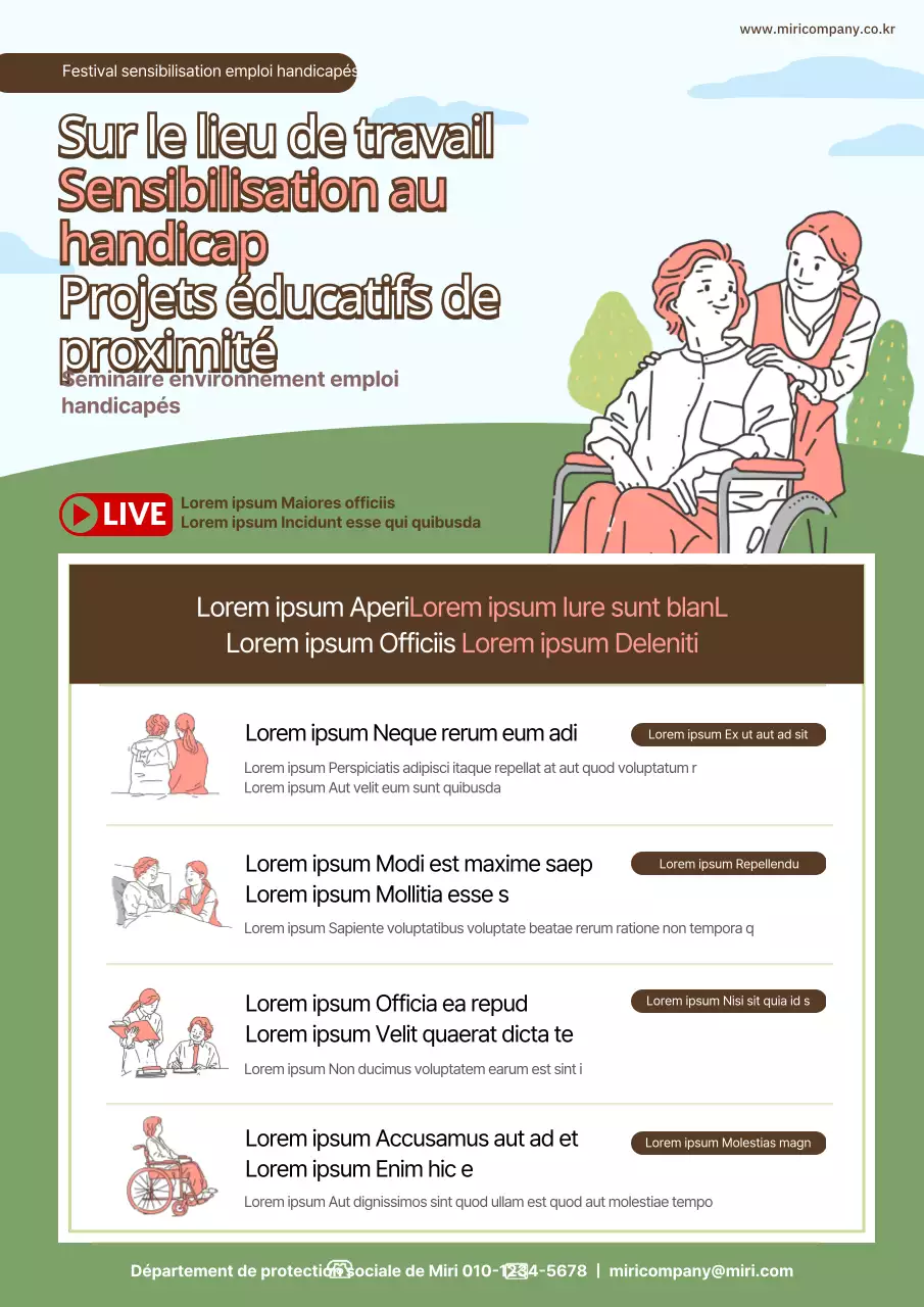 Webposter de formation à la sensibilisation au handicap sur le thème de l'illustration verte et rose