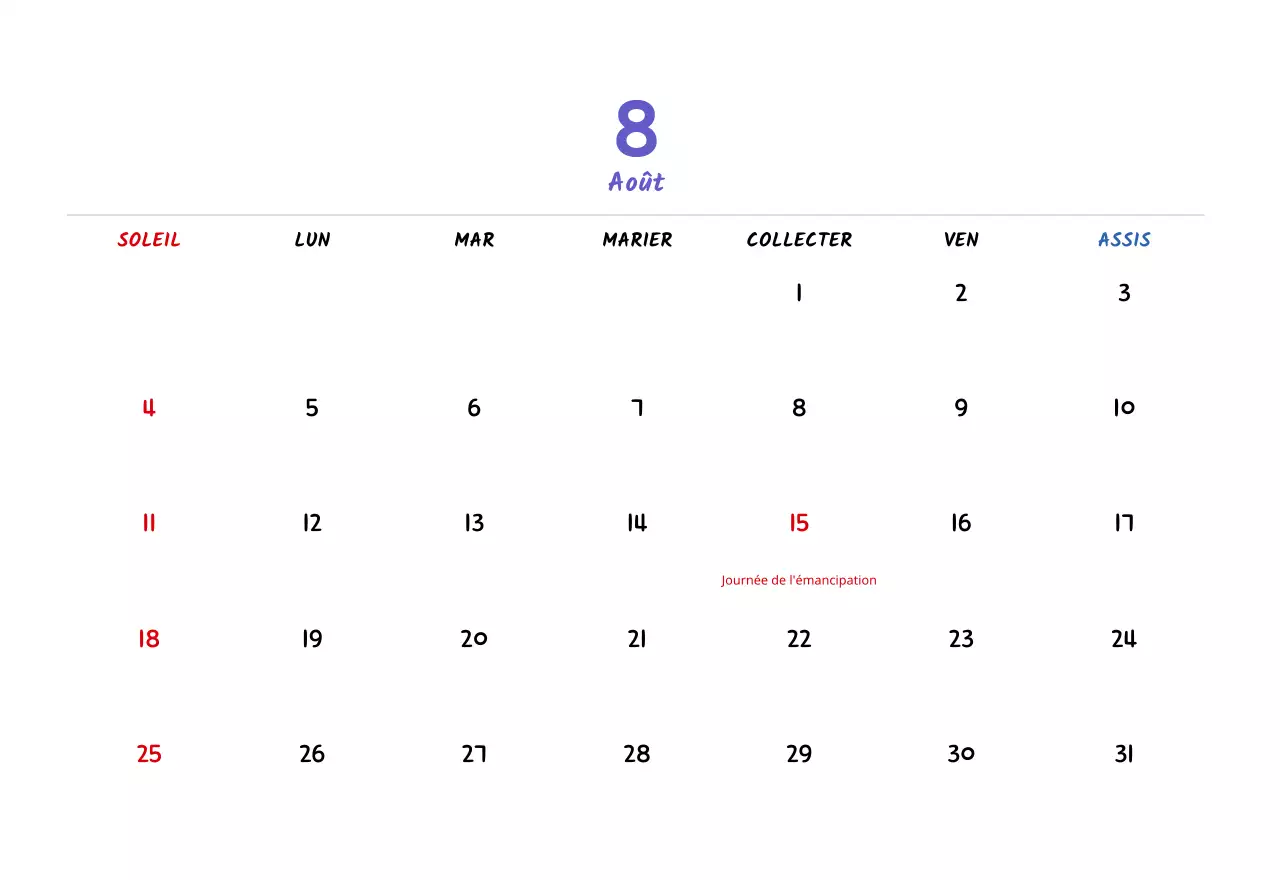 Calendrier du Nouvel An avec de jolies illustrations