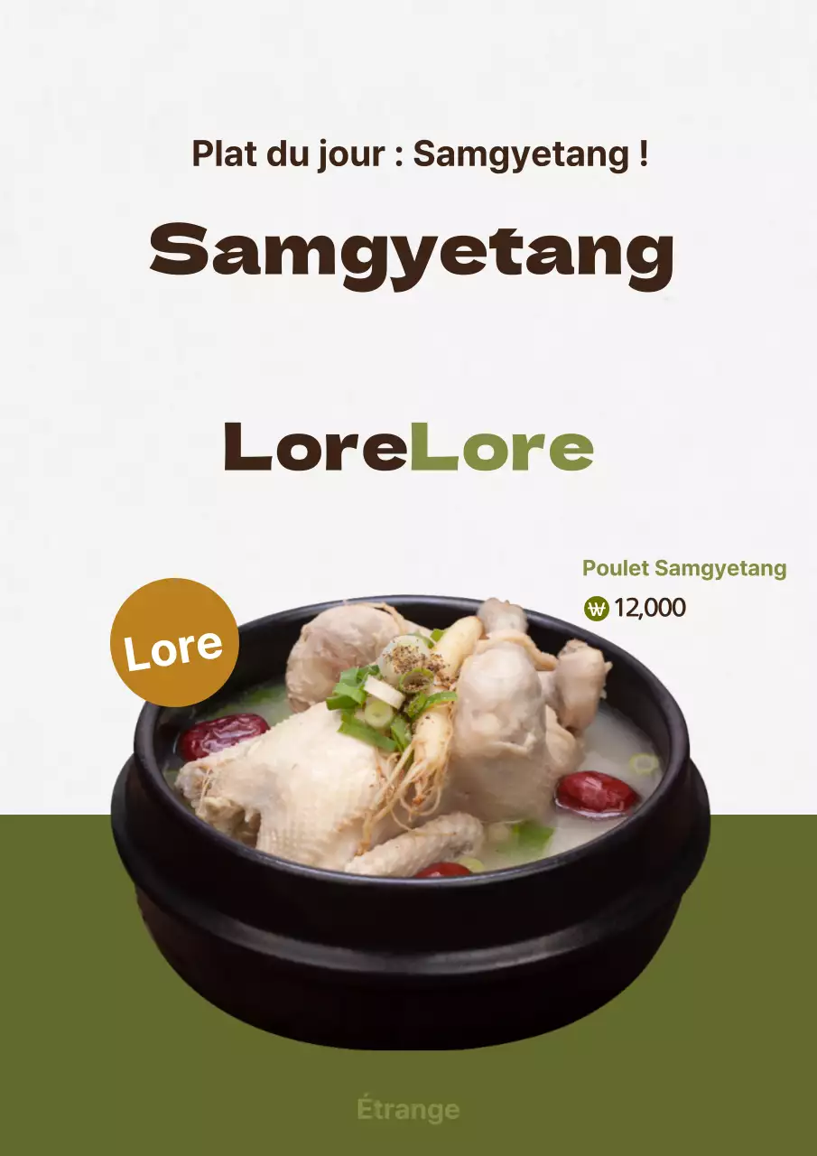 Présentation de la carte des ramen en couleur olive