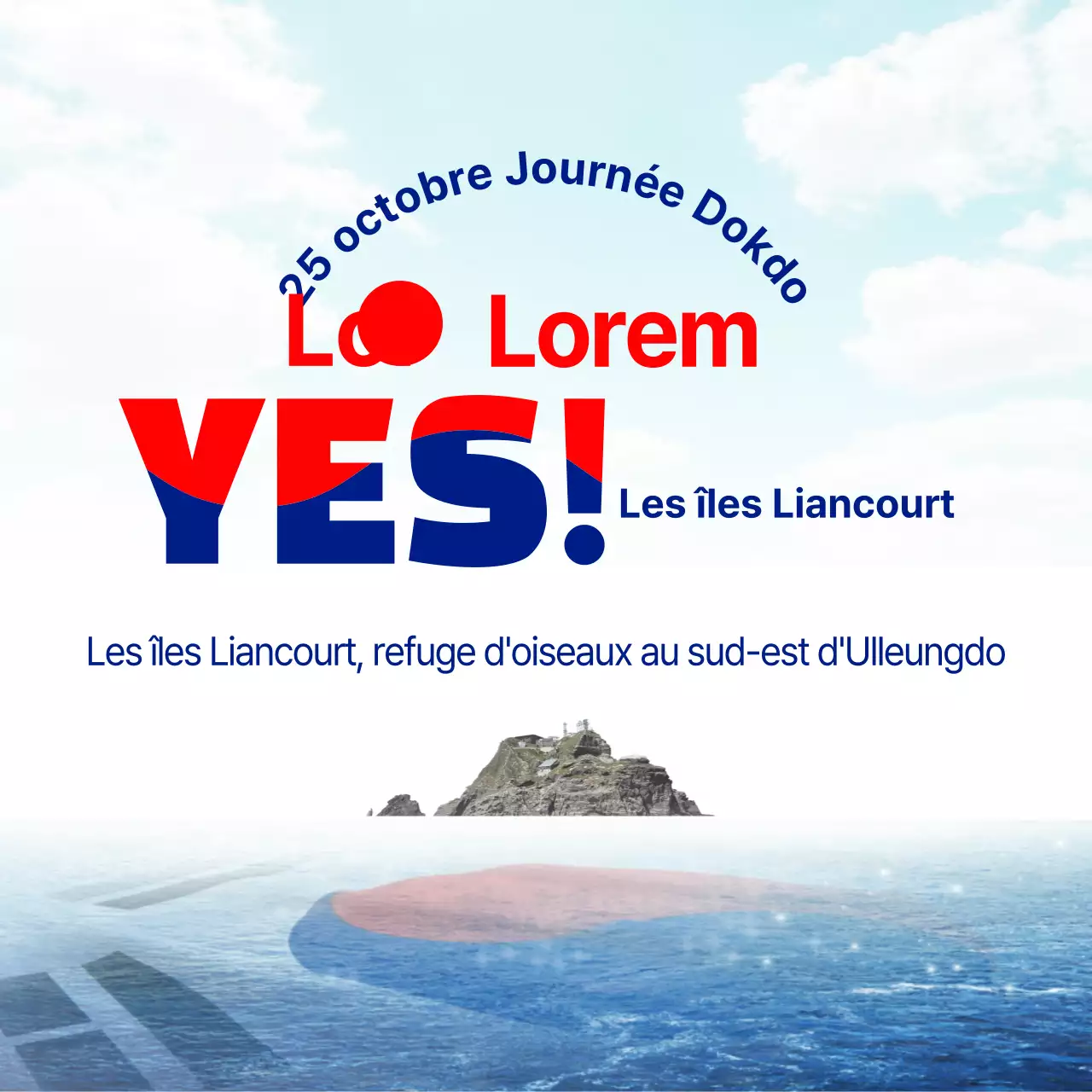 L'équipe de sensibilisation de l'université de Dokdo (bleu clair et bleu marine)