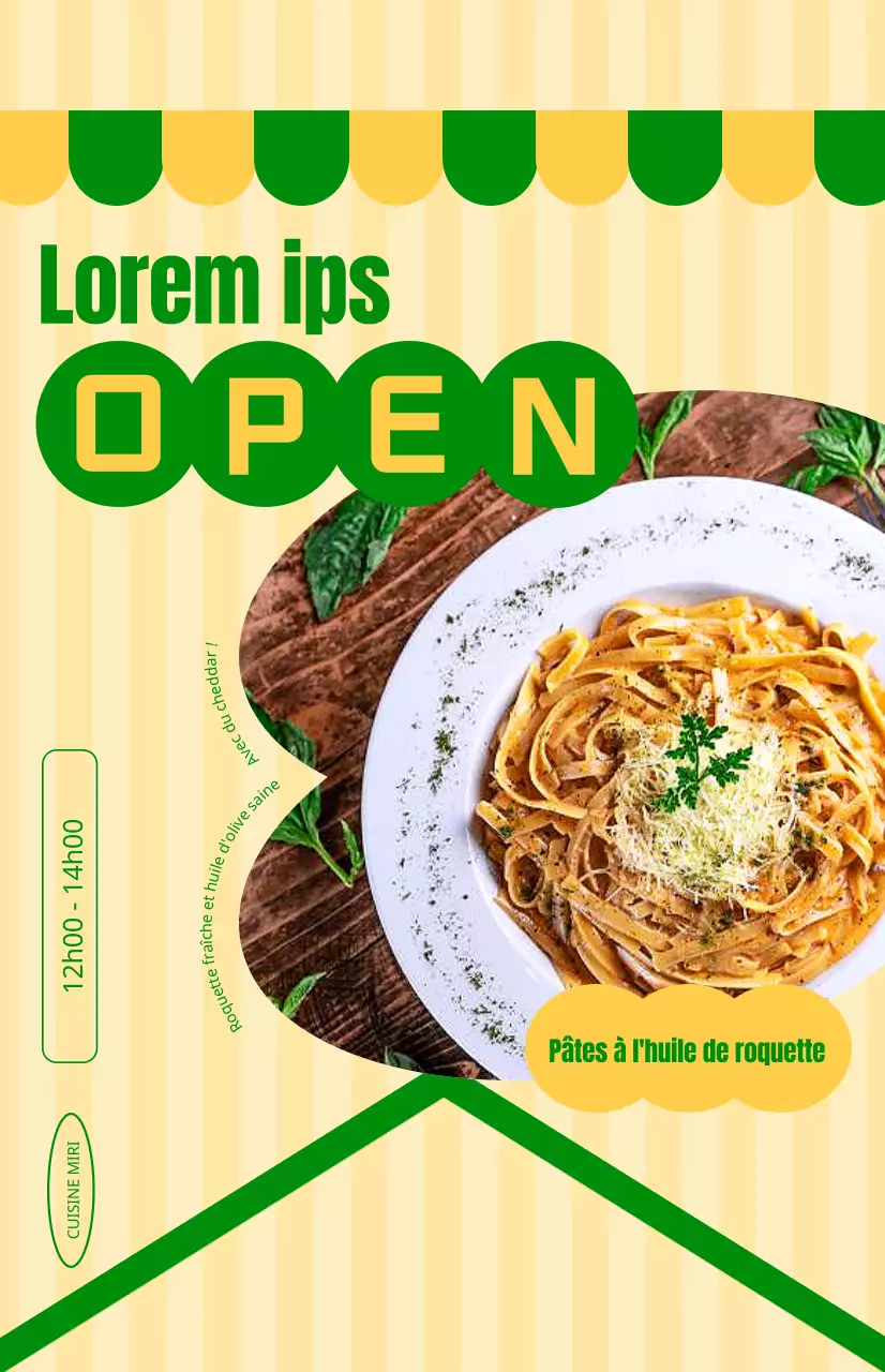 Faites la promotion de vos plats du jour sur un joli fond jaune et vert.