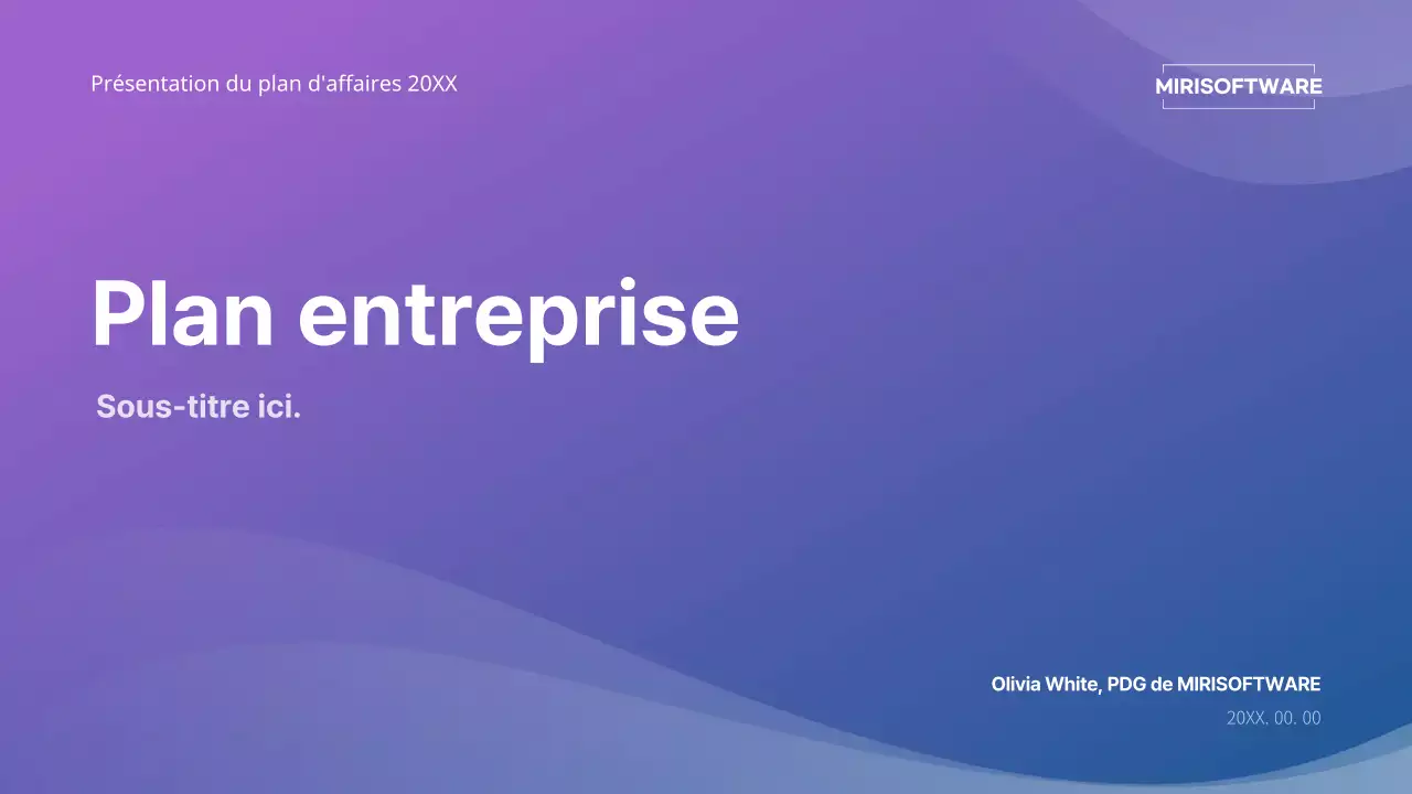 Présentation d'un plan d'affaires avec un concept de dégradé violet et bleu