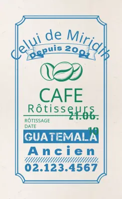 Étiquettes de grains de café avec un design typographique bleu