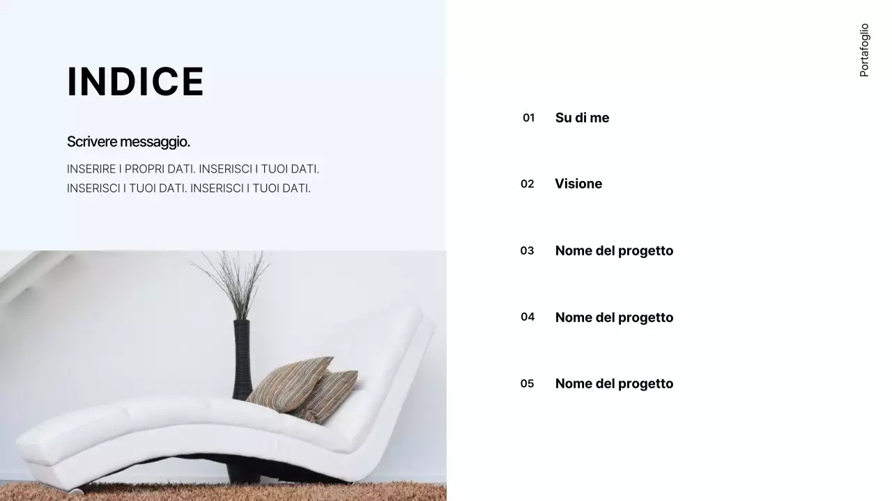 Semplice portfolio per interior designer in bianco e azzurro