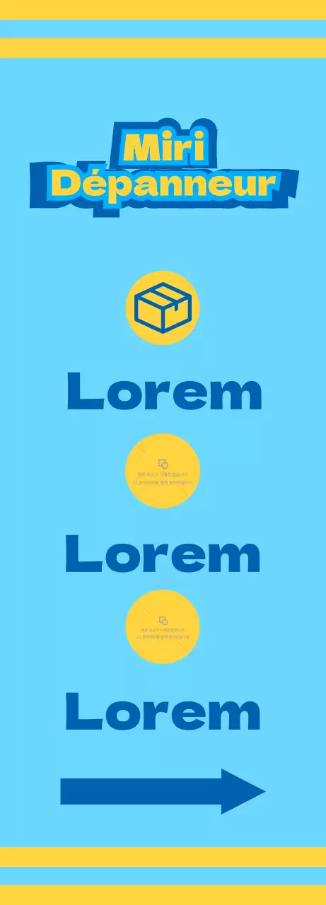 Dépanneur avec des icônes bleues et jaunes promouvant divers services