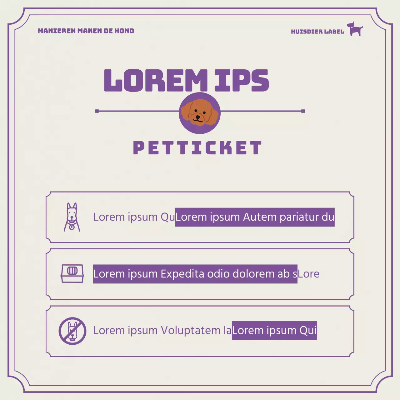 Over paars huisdier tickets
