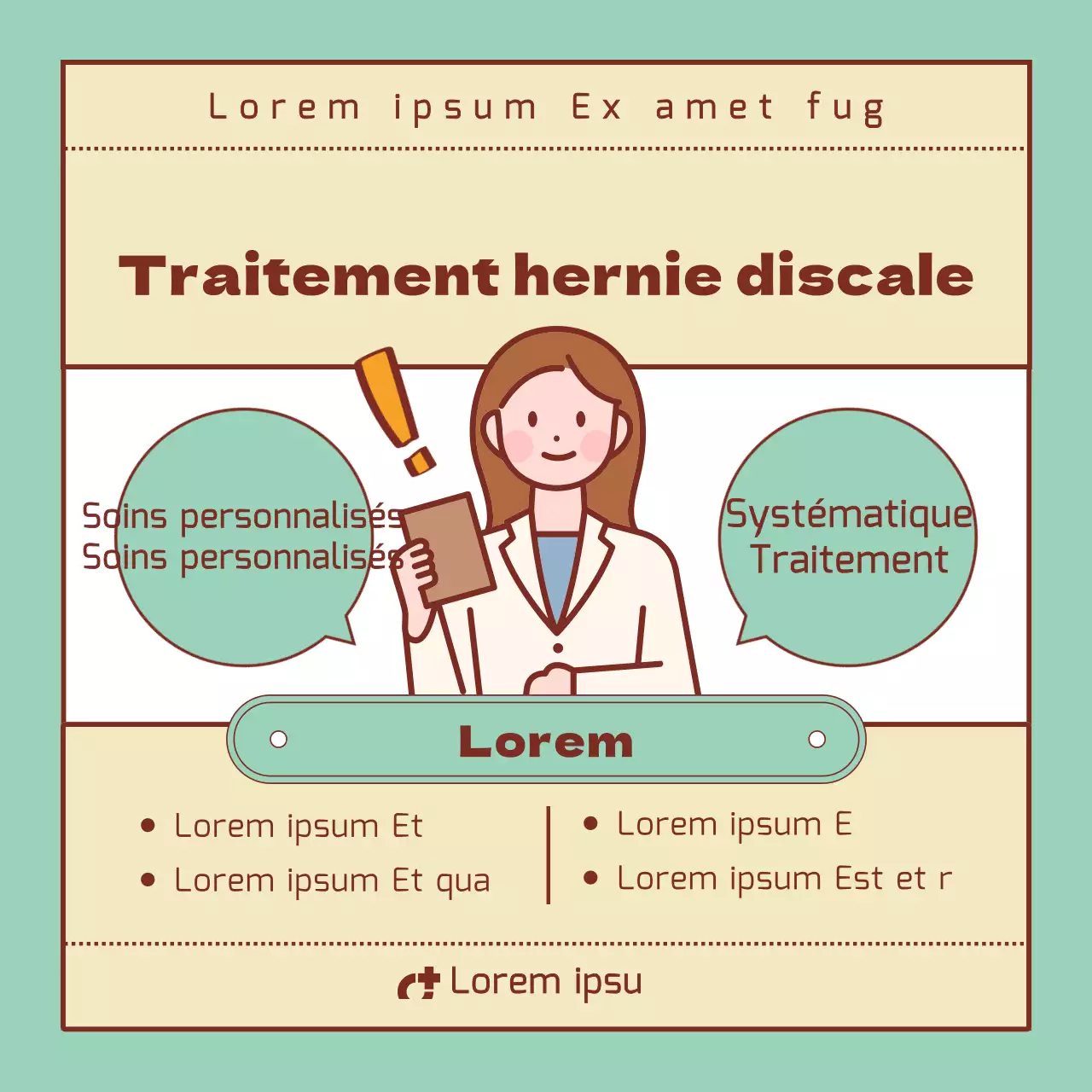Informations sur les disques lombaires avec des éléments de la barre de recherche de couleur menthe et beige