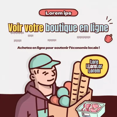 Thème de l'épicerie en ligne avec illustration au trait par Brown Mint
